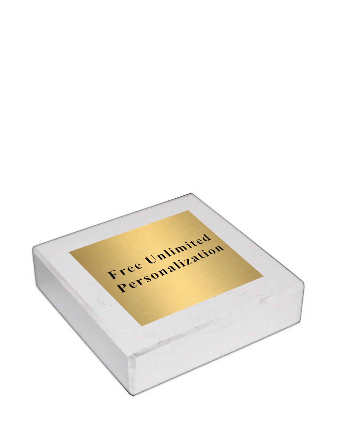 Laser Engraved White Marble Paperweight